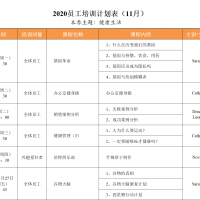 2020年11月培訓計劃