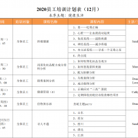 2020年12月培訓計劃